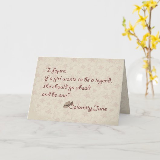 災難のジェーン、伝説の感動的引用文 カード (黄色い花)