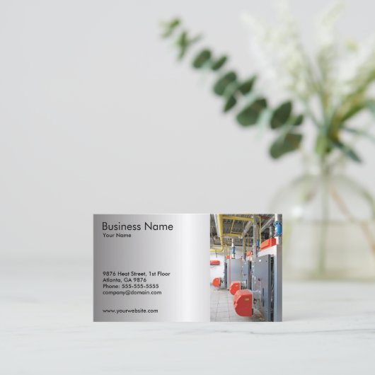 炉修理会社の名刺テンプレート 名刺 (スタンド正面)