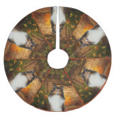 炉辺のシェットランド・シープドッグの木のスカート ブラッシュドポリエステルツリースカート (正面)