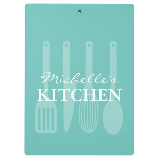 炊事用具のプリントが付いているカスタムなレシピのホールダー クリップボード (裏面)