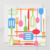 炊事用具は台所ブライダルシャワーに貯蔵します 招待状 (裏面)