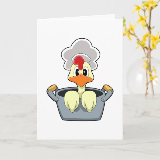 炊飯鍋付きの鶏肉 カード (黄色い花)