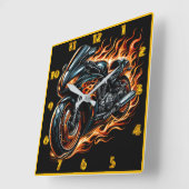炎々としたオートバイが夜を通して轟音を上げる スクエア壁時計 (傾斜)