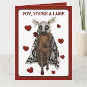 炎おもしろいの記念日に赤いロマンチックな蛾 カード (正面)