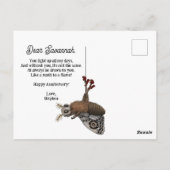 炎おもしろいの記念日に赤いロマンチックな蛾 ポストカード (裏面)