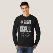 炎おもしろいを照らすキャンプとビールを消す Tシャツ (正面フル)