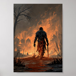 炎から昇るダークファンタジーの炎の悪魔 ポスター