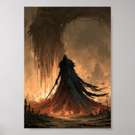 炎から昇るダークファンタジーの炎の悪魔 ポスター