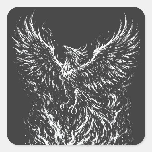 炎から生まれる不死鳥 by BurnsInHell スクエアシール (正面)