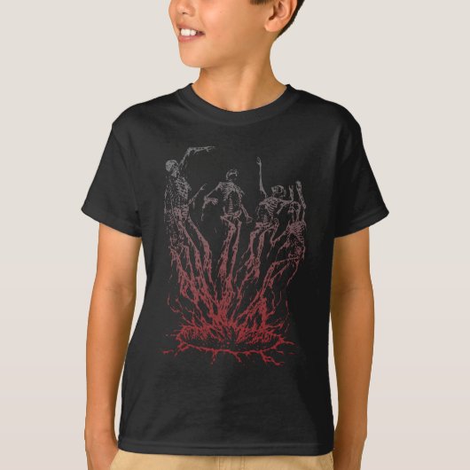 炎から立ち昇る骸骨 Tシャツ (正面)