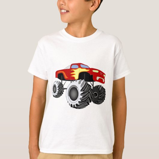 炎が付いているモンスタートラック Tシャツ (正面)