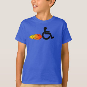 炎が付いている迅速な車椅子 Tシャツ
