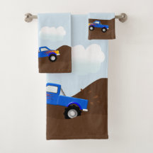 炎が付いている青いモンスタートラック