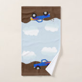 炎が付いている青いモンスタートラック バスタオルセット (ハンドタオル)