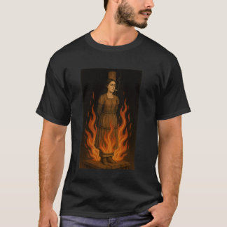 炎でタバコに火をつける魔女 オカルト 不浄 Tシャツ