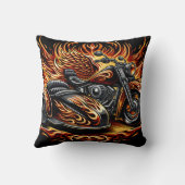 炎とサイドカー鮮やかルを備えた炎のオートバイ クッション (裏面)