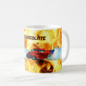 炎とドラッグレーシングドアスラマーのレースカーキッズマグ コーヒーマグカップ (正面右)