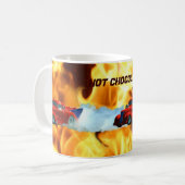 炎とドラッグレーシングドアスラマーのレースカーキッズマグ コーヒーマグカップ (正面左)