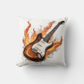 炎とノートが渦巻くギター クッション (正面)