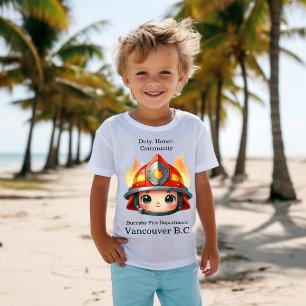炎と幸せな消防士マスコット Tシャツ