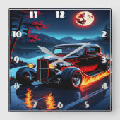 炎と月光がクラシックに舞う改造 スクエア壁時計 (正面)