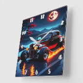 炎と月光がクラシックに舞う改造 スクエア壁時計 (傾斜)