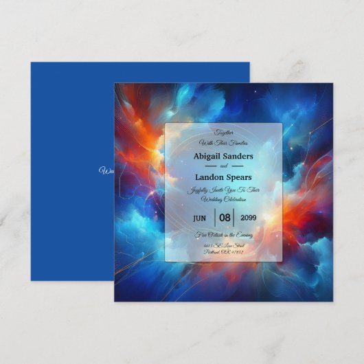 炎と氷のスターライト・フュージョン・ウェディング 招待状 (正面/裏面)