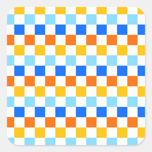炎と氷のチェッカーボードパターン スクエアシール (正面)