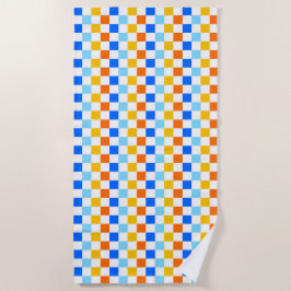 炎と氷のチェッカーボードパターン ビーチタオル