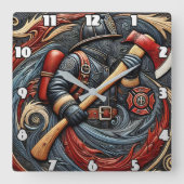 炎と芸術性を通して勇気を作り出す スクエア壁時計 (正面)