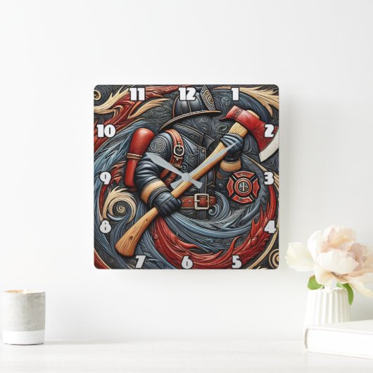 炎と芸術性を通して勇気を作り出す スクエア壁時計 (ホーム)