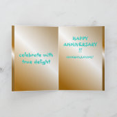 炎と輝くポップ・アートの金ゴールドワイングラス記念日 シーズンカード (内部)