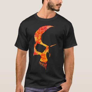 炎にあてられたスカルのTシャツ Tシャツ