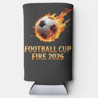 炎に包まれたサッカーボール 2026 ワールドカップ スリム缶クーラー