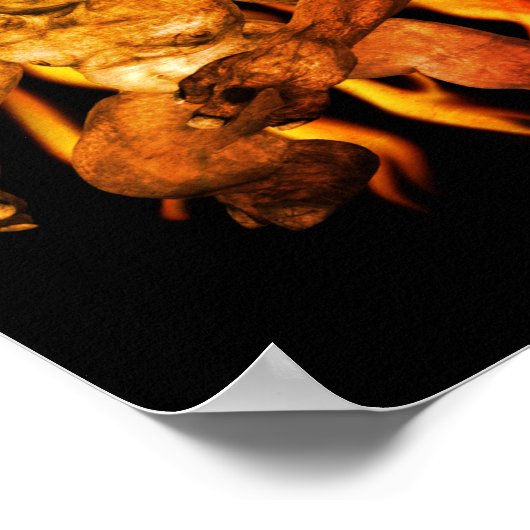 炎に包まれた怖い鬼と鬼 ポスター (角)