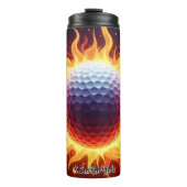 炎に包まれた燃えるようなゴルフボール タンブラー (正面)