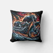 炎に包まれた轟音を上げるオートバイ クッション (正面)