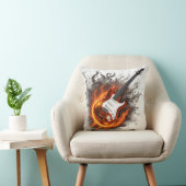 炎に包まれた鮮やかギターと音楽 クッション (椅子)