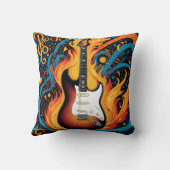 炎に囲まれたエレキギ鮮やかター クッション (裏面)