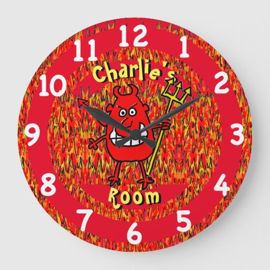 炎に地獄の悪魔名前の選択の追加。 ラージ壁時計 (正面)