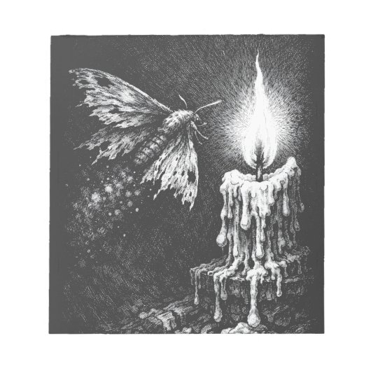 炎に惹かれる蛾 — BurnsInHell作 ノートパッド (正面)