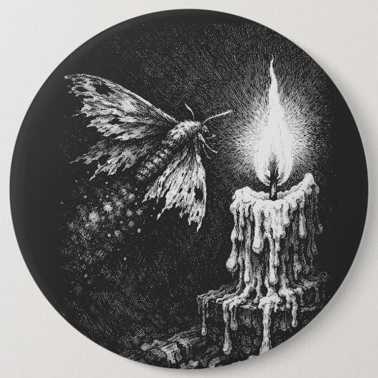炎に惹かれる蛾 — BurnsInHell作 缶バッジ (正面)