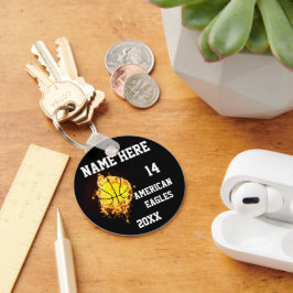 炎のあるバスケットボールキーホルダー キーホルダー