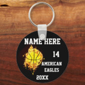 炎のあるバスケットボールキーホルダー キーホルダー (正面)