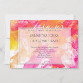 炎のはっきりした夕日の水の色の葵結婚の上 招待状 (正面)