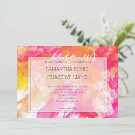 炎のはっきりした夕日の水の色の葵結婚の上 招待状 (スタンド正面)