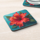 炎のような赤いハイビスカス コースター (左側)