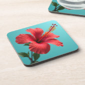 炎のような赤いハイビスカス コースター (左側)