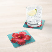 炎のような赤いハイビスカス ペーパーコースター (インサイチュ)
