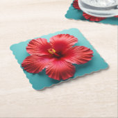炎のような赤いハイビスカス ペーパーコースター (アングル)